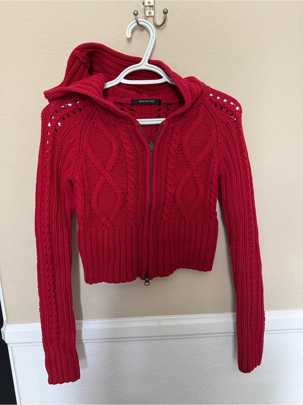 Moussy Crimson Cable Zip Hoodie Cardigan
